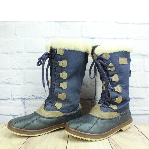 LL Bean Rangeley Women's Insulated Waterproof Blue Nylon Winter Boots Size 10 M - Picture 3 of 9